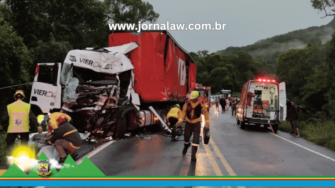 Motorista perde a vida em grave acidente entre carretas na BR-282 em SC
