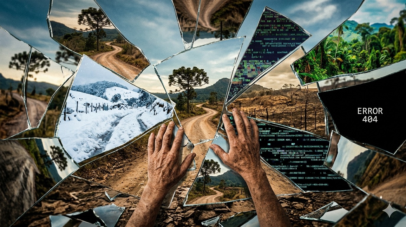 A realidade fragmentada: O desafio de distinguir o fato da simulação.